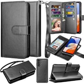 Takfox Galaxy A14 5G Case, Galaxy A14 5G Phone Case Wallet, PU Leather Credit Card Holder Slots Folio Flip Detachable Magnetic Cover Kickstand & Carrying Strap for Samsung A14 5G-Marble