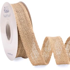 Ribbli Jute Burlap Ribbon 1 Inch x 10 Yard,Natural Solid Ribbon for Crafts,Gift Wrapping,Wreath,Tree Decoration,Outdoor Decoration(Non-Wired) in Saudi Arabia