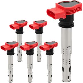 YHTAUTO Set of 6 Ignition Coil Pack Replacement for Audi A4 A4 Quattro Q5 Q7 A5 A5 Quattro A6 A6 Quattro A7 Quattro A8 Quattro S4 S5 SQ5 Porsche Cayenne Panamera Volkswagen Touareg Replace 06E905115A