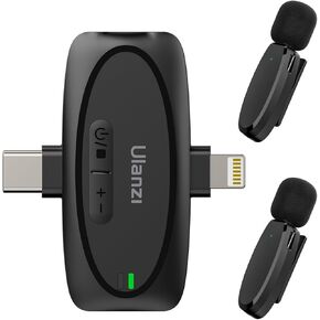 ULANZI J11 Wireless Lavalier Microphone for iPhone iPad, 1-in-1 Plug-Play Mic with Charging Case for Phone Video Recording Interview Youtubers Vloggers, 65ft Transmission Range