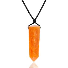 Runyangshi Rose Quartz Pendants Single Pointed Natural Crystal Quartz Necklace 6 Faceted Chakra Crystal Wand for Men Women Hand-Woven Rope Gift
