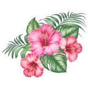 Red Hibiscus Flowers and Palm Tree Leaves - Pack of 4 - StickerVinyl Waterproof Sticker Decal Car Laptop Wall Window Bumper Sticker
