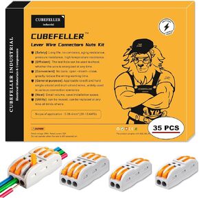 مجموعة موصلات أسلاك رافعة CUBEFELLER® (35 قطعة)، للتوصيلات المضمنة 2/3 دائرة 28-12 AWG، مجموعة متنوعة من الموصلات الكهربائية، مجموعة موصلات سلك الربط المدمجة، سلك توصيل سريع in Kuwait