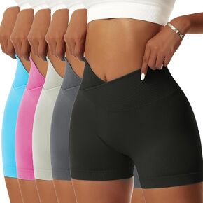 NIBESSER Women's Gym Shorts V Cross High Waisted Yoga Shorts Push Up Booty Scrunch Elastic Athletic Workout Biker Shorts