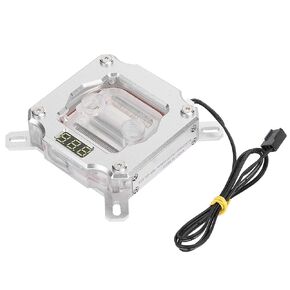 CPU Water Cooling Block, Computer CPU Water Cooling Block Water Temperature Block with Temperature Display, Copper Anode Aluminum PC CPU Water Cooling Block for Silver