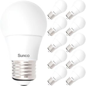 Sunco Lighting 10 Pack A15 LED Ceiling Fan Candelabra Light Bulbs E26 Medium Base CRI92 4000K Cool White 8W Equivalent 60W, 800 Lumens, Dimmable Waterproof Super Bright Appliance Indoor Outdoor UL