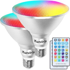2 Pack PAR38 Flood Light Bulbs Outdoor 30W, LED Color Changing Spotlight Waterproof, 100W Equivalent, Timing, Remote, RGB Porch Light E26 for Holiday Halloween Christmas Party Decoration