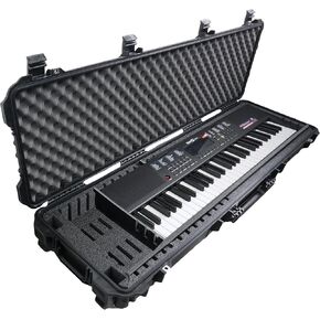 Case Club 61-76 Note Keyboard Travel Case for Keyboards UP TO 47.5" L x 11.8" W x 3.25" H. Hard-Shell, Waterproof, Crushproof, Wheeled, Shippable, Lockable, Heavy Duty, Airline Approved, Rolling