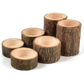 حاملات شموع ضوء الشاي، حامل شموع صغيرة خشبي مخصص لقطع الزفاف المركزية للطاولة، حفل زفاف ريفي، عيد ميلاد، ديكور المنزل (مجموعة من 6) in Kuwait