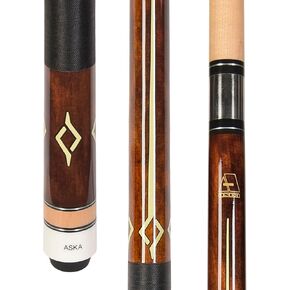 ASKA Billiard Pool Cue Stick, 58", 2pc construction, Maple Shaft, 13mm Tip, Stainless Steel 5/16x18 Joint.