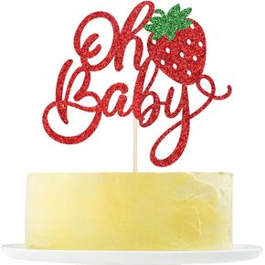 Berry 1st Birthday Cake Topper Red flash Fruit theme 1st birthday Cake ornament Strawberry theme baby shower party decoration Children boys and girls 1st Birthday Party Cake Decorations