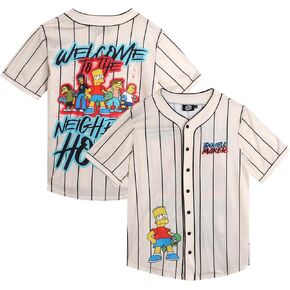The Simpsons Unisex Baseball Jersey - Novelty Fashion Bart Simpson Vintage Shirt - Jersey Top for Men and Women (S-4XL)
