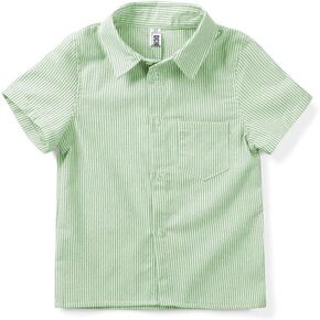 Boys' Short Sleeve Button Down Cotton Shirt Dress Shirt 0109 Green Tag 90-18 Month