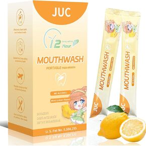 24pcs Travel Size Mouthwash Portable Individual Oral Care for Fresh Breath Liquid Natural Mint Lemon Flavored Great Clean Teeth for Work Travel Smoker 12ml/Pack