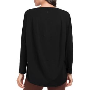 HeyNuts Women's Pima Cotton Long Sleeve Shirts Boat Neck Loose Fit Soft Tops Fall Casual Shirts