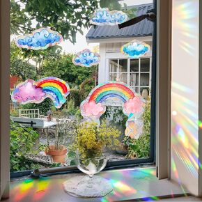 Large Flowers Suncatchers Stickers for Glass Window Stickers Shiny Rainbow Prism Window Clings for Bird Strikes Charming Daisy Window Decals for Bird Strikes Prism Reusable