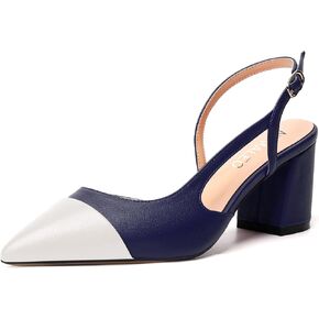 Womens Party Patent Buckle Ankle Strap Fashion Pointed Toe Chunky Mid Heel Pumps Shoes 2.5 Inch