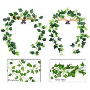 6.7 قدم 2 جدائل من أوراق اللبلاب الاصطناعي، الكروم المزيفة، أوراق خضراء معلقة نباتات وهمية، الكروم لغرفة الزفاف وحفلات الحديقة والجدران الخارجية والمنزل والمطبخ ديكور المكتب in Kuwait