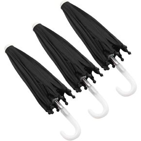 UPKOCH Mini Umbrellas for Doll, 3pcs Doll Umbrella Miniature Black Adjustable Umbrellas Cute Tiny Umbrellas Mini Sun Rainy Umbrella for 18 Inch People Photography Props