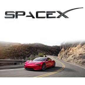 SpaceX Emblem Decal Sticker Compatible with Tesla Model 3 Model Y Model X Model S Semi Cybertruck Space X Accessories Decals Badge Exterior Decorative Stickers Graphics (Glossy/Black)
