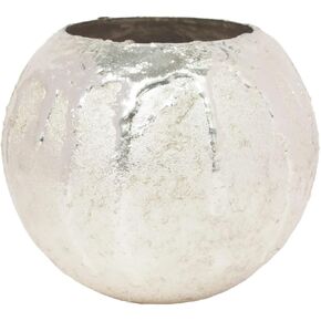 Hosley Antique Silver Glass Candle Holder - 5.75 Inch Diameter. Timeless Elegance for Your Stylish Candle Displays