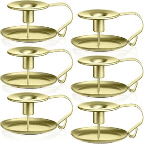 6 Pcs Wrought Iron Candlestick Holders Metal Iron Taper Candle Holder Vintage Candle Stick Candle Holder with Handle for 0.79 Inch Thick Candle Christmas Wedding Dinner Party Decor (Black)