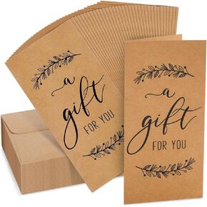 Pipilo Press 36 Pack Money Cards with Envelopes, A Gift for You Cards for Cash, Holiday's, Birthday's (Kraft Paper, 3.5 x 7.25 In)