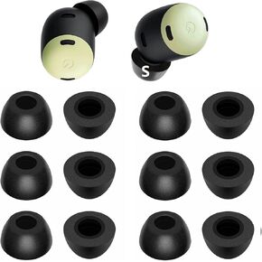 Memory Foam Ear Tips Compatible with Google Pixel Buds Pro Replacement Ear Tips, Perfect Noise Cancellation, Fit in Case, S/M/L 6 Pairs Foam Tips Black (Foam PP6PB)