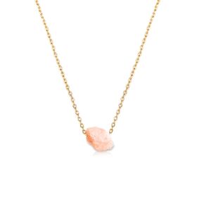 Rose Quartz Necklace - Crystal Necklaces for Women Healing Crystal Necklace with 14K Gold Plated Chain Handmade Natural Stone Pendant Necklace for Good Luck Love and Positive Energy Spiritual Jewelry