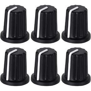 6pcs 6mm D Type Knurled Shaft Potentiometer Knob, Black White Plastic Electric Guitar Volume Tone Rotary Knob, Bass Control Knob Replacement for Encoder Speaker Mixer Board
