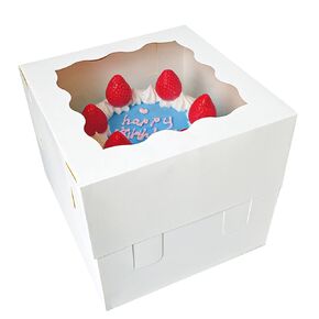 Moretoes 10pcs 8x8x8 Inches Cake Boxes with Window, White Bakery Dessert Boxes, Square Cardboard Cake Containers
