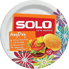Solo Anyday 10" Paper Plates, Mega Pack of 100ct