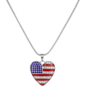 4th of July Necklace for Women | American Flag Heart Patriotic Pendant Necklace for Girls | American Independence Day Gifts for Girls