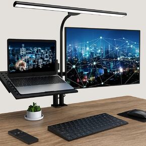 LED Desk Lamp Eye-Caring Architect Task Lamp, 18W LED 3 Modes 6 Brightness, Modern Desk Light for Home Office/Workbench/Monitor, Remote Control and Touch (Black)