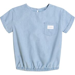 Calvin Klein Girls' Short Sleeve Chambray Denim Shirt