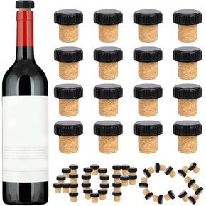 40 Pcs Wine Bottle stopper Corks, 19.5mm T-Shape Wine Corks with Black Plastic Top Reusable Wine Bottle Stopper for Homemade Wine