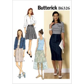 Butterick Patterns B6326 Misses' Raised-Waist or Elastic-Waist Skirts, Size F5 (16-18-20-22-24)