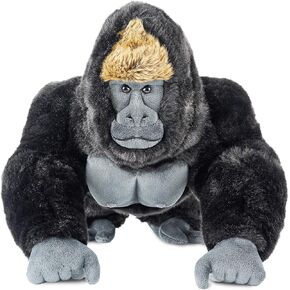 Silverback Gorilla Stuffed Animal, Black King Kong Chimpanzee Stuffed Toy, Plush Toy (16 Inch)