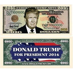 Donald Trump 2016 Presidential Dollar Bill in Currency Holder