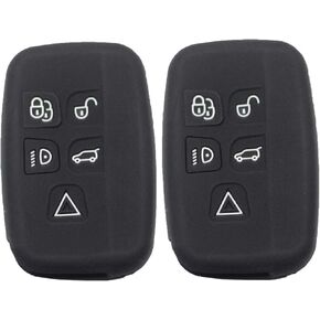 قطعتان من غطاء غطاء السيليكون الذكي لمفتاح Fob متوافق مع Land Rover 2013-2014 LR2 2010-2018 LR4 2015-2018 Discovery 2011-2018 Range Rover Sport Evoque أسود وأحمر