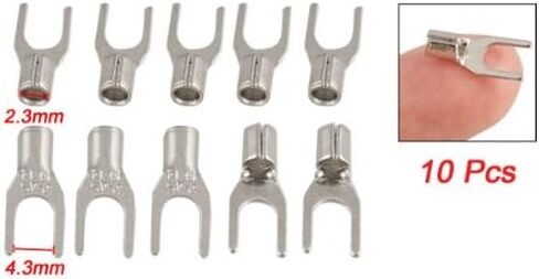 uxcell 10 Pcs 4.3mm Uninsulated Crimp Spade Fork Terminal Cable Lug in Saudi Arabia