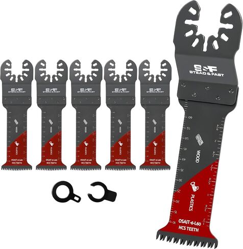 S&F STEAD & FAST 6 PCS Oscillating Saw Blades | ,Japanese Teeth, Curved Edge Oscillating Tool Blades for Wood, Plastic, Universal Multitool Blades Kits for Quick Release in Saudi Arabia