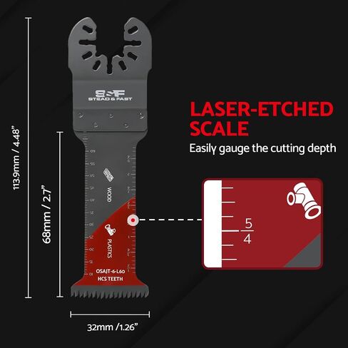 S&F STEAD & FAST 6 PCS Oscillating Saw Blades | ,Japanese Teeth, Curved Edge Oscillating Tool Blades for Wood, Plastic, Universal Multitool Blades Kits for Quick Release in Saudi Arabia