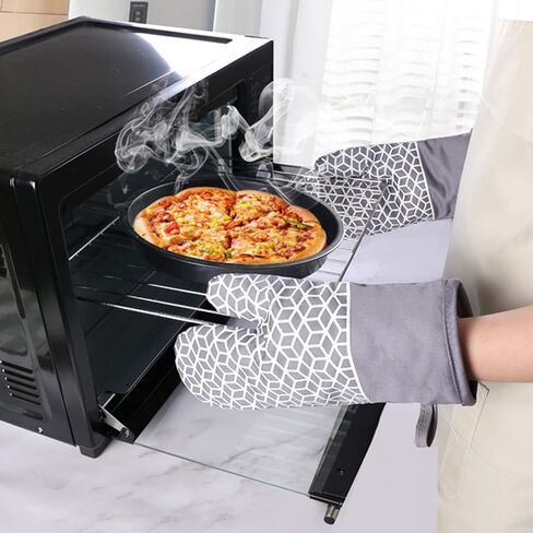 Oven Mitts And Pot Holders Set 6Pcs,Kitchen Oven Glove,High Heat Resistant 500°F Large Size Oven Mits And Potholders With Soft Cotton Lining And Non-Slip Silicone Surface For Cooking (Black) in Kuwait