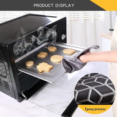 Oven Mitts And Pot Holders Set 6Pcs,Kitchen Oven Glove,High Heat Resistant 500°F Large Size Oven Mits And Potholders With Soft Cotton Lining And Non-Slip Silicone Surface For Cooking (Black) in Kuwait