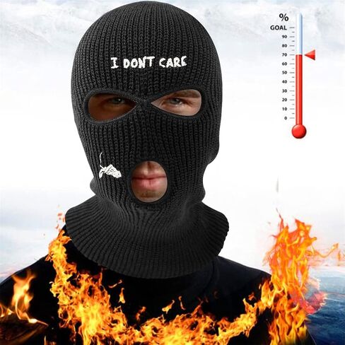 FitBest 3 فتحات بالاكلافا الشتاء غطاء الوجه الكامل قناع التزلج الدافئة محبوك بالاكلافا للرجال النساء في الهواء الطلق ركوب الدراجات التزلج الأسود in Kuwait