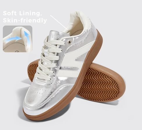 LUCKY STEP Women Classic Retro Gum Sole Fashion Sneakers Casual Tennis Skate Shoe Genuine Leather Walking Footwear Anti Slip Trainers in Saudi Arabia