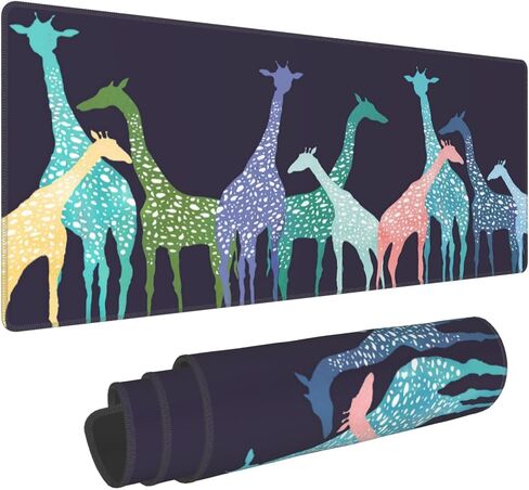 Colorful Giraffe Large Gaming Mouse pad Art Giraffe Blue Desk Pad for Computer Desk Laptop Office 31.5 X 12 Inch Non-Slip Rubber in Saudi Arabia