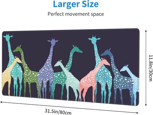 Colorful Giraffe Large Gaming Mouse pad Art Giraffe Blue Desk Pad for Computer Desk Laptop Office 31.5 X 12 Inch Non-Slip Rubber in Saudi Arabia
