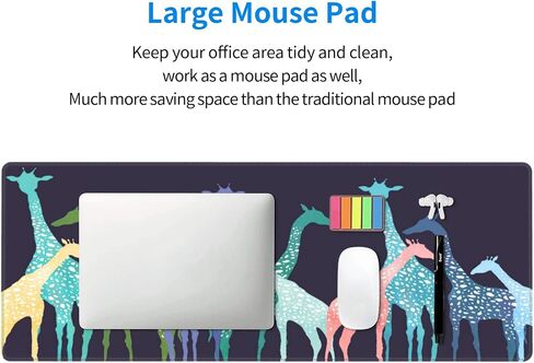 Colorful Giraffe Large Gaming Mouse pad Art Giraffe Blue Desk Pad for Computer Desk Laptop Office 31.5 X 12 Inch Non-Slip Rubber in Saudi Arabia